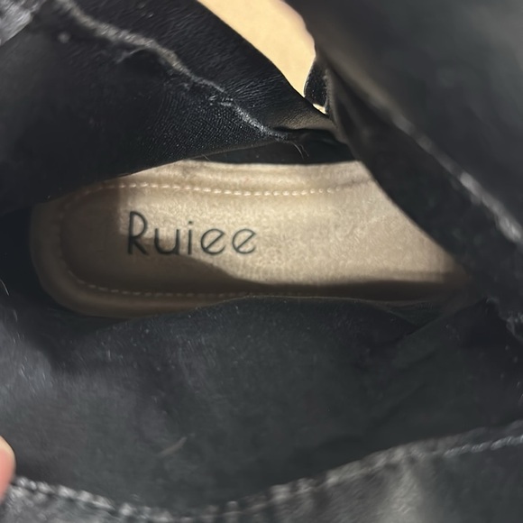 Ruiee Women's Ankle Boots Combat Boots, Comfy Low Heel Side Zipper Booties New - Picture 7 of 8